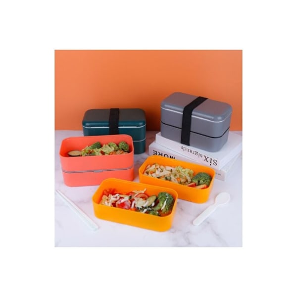 Lunchbox Svart Bestick Bento Box 2 Tätt Slutande Fack 1200 ML Mikrovågsugn Diskmaskinssäker Lunchbox Vuxen Barn