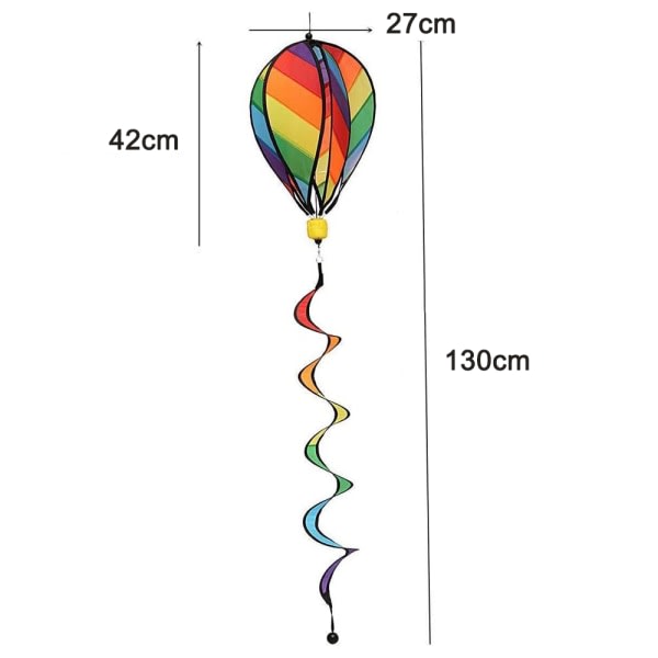 Rainbow varmluftsballong vindremsa ljusa roterande färgglada style 1