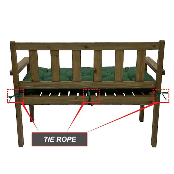 Trädgårdsbänkdyna 2 eller 3-sits, 8 cm tjock vattentät sittdyna, ersättningsdyna, mörkgrön, 120 x 50 cm