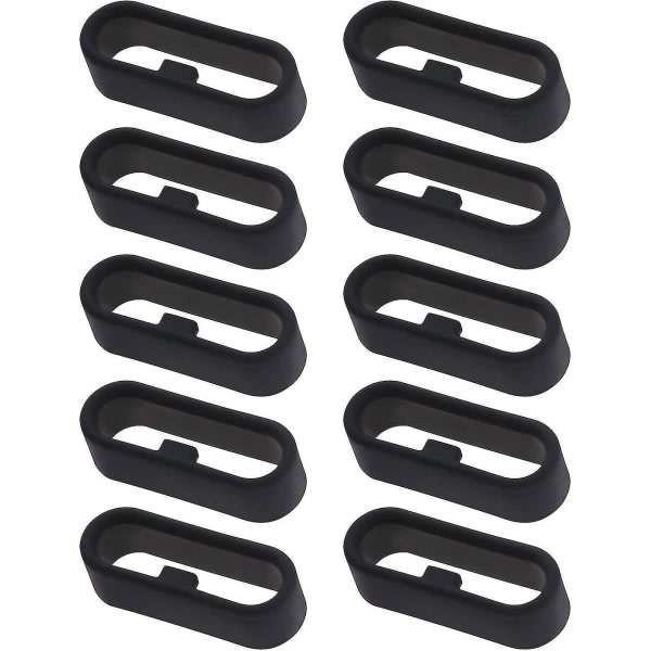 10 st armbandsögla, kompatibel med Garmin Vivoactive 3 & Music Secure Silikonring - (svart)