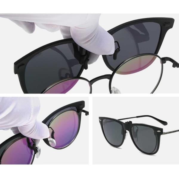 Polariserade Wayfarer Clip On Solglasögon Uppfällbara Brun—pa