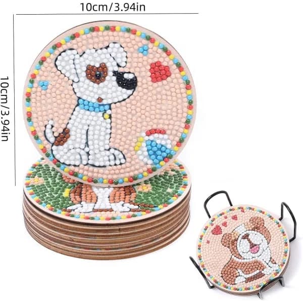 8 Dele 5D DIY Diamantmaleri Coasters, Diamantkunstmaleri