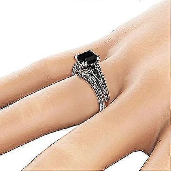 Evig 925 Sterling Sølv Sort Turmalin Ring ny