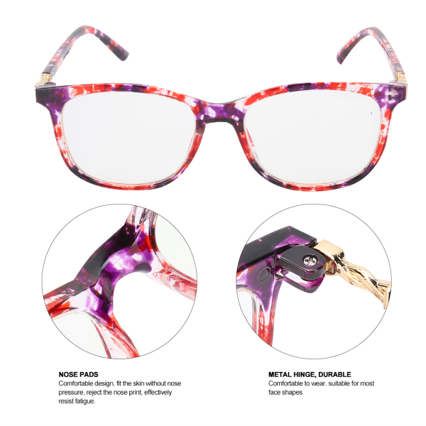 Lesebriller Blått lysblokkerende presbyopiske briller Briller for menn kvinner med oppbevaringsboks (+250 rød flekk)