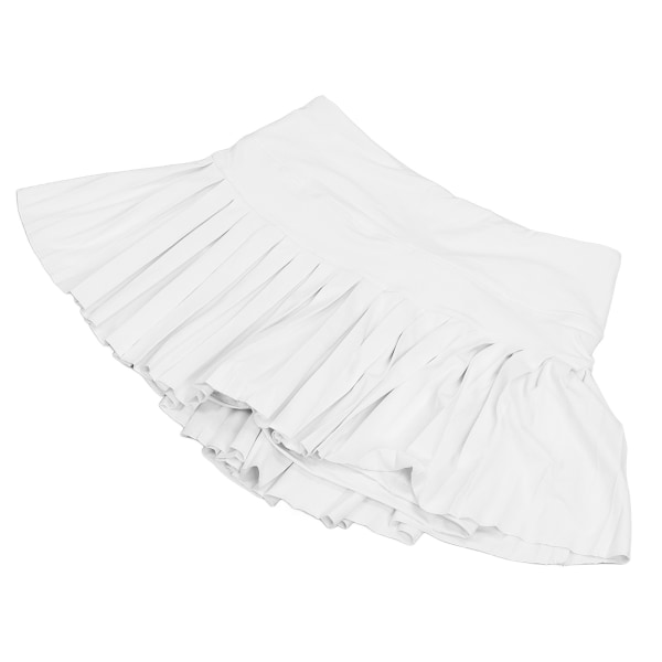 Sommer plissert skjørt Mykt pustende hvit tennisshortsskjørt med lommer for jente kvinner Fitness XXL
