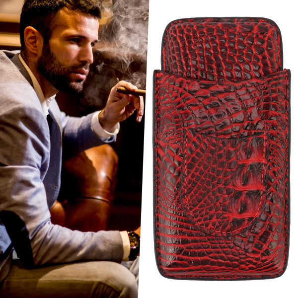 Rejsecigaretui Læder Soft Touch Modeudseende Bærbar cigarpose til 3 cigarer 66
