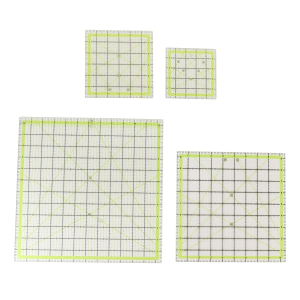 4 st Akryl Quiltlinjal Quadrate Grid Lines Dubbelfärgad klar stryklinjal för skärning av tyg för mätningar