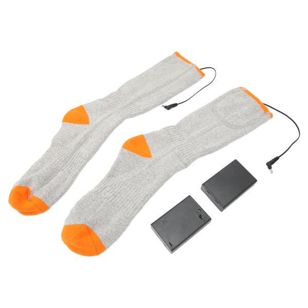 Talvisukat lämmitettävät sukat Pestävät thermal lämpölämmittävät sukat sisäkäyttöön retkeilyyn Harmaa oranssi