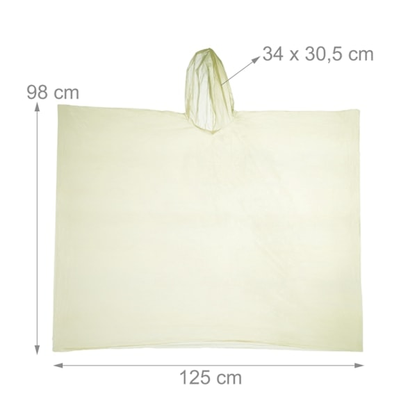 Engångsregnponcho, 20-pack Gul one size