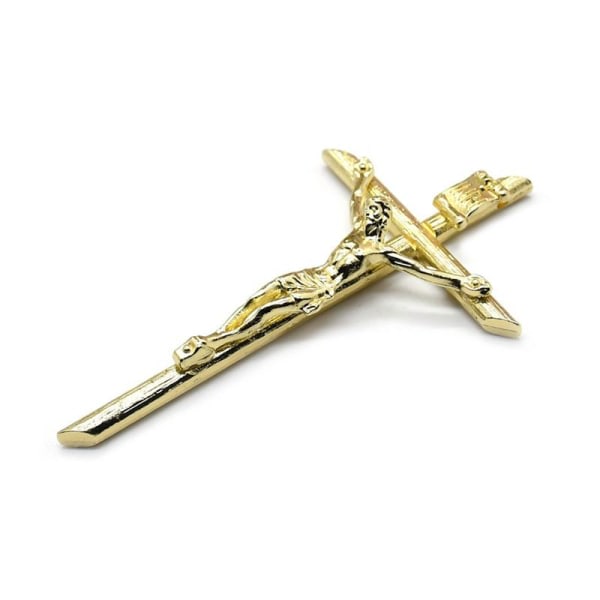 Krucifix för korshänge dop Kristna smycken 24K guld antikt Jesus halsband Presentförpackat katolsk bönamulett