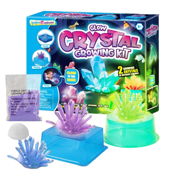 Pimeässä hohtava kristallinkasvatuspakkaus Kristallien valmistussarja Helppo tee-se-itse -kokeilulelu Tiede-kokeilusarja Opetuslahja lapsille