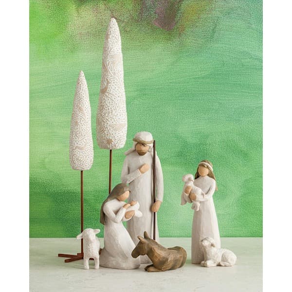Julehjertefigurer, religiøse julekrybbehjertefigurer sæt med 6