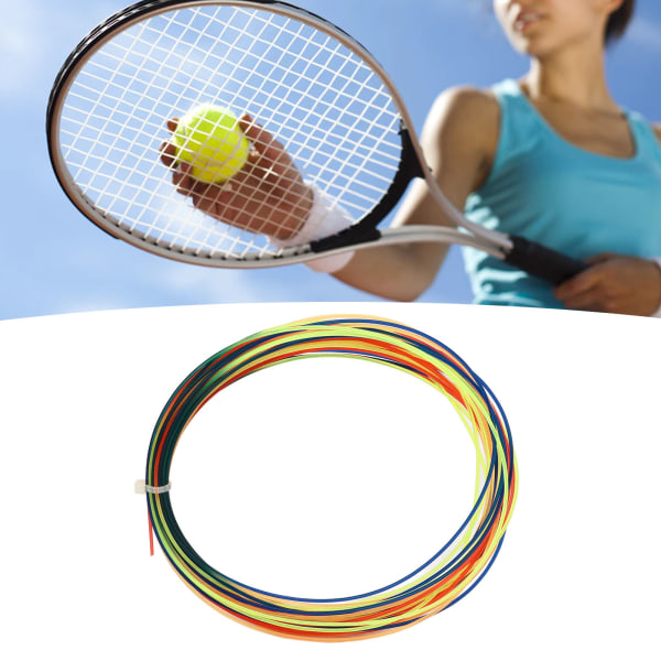 12m 1,30 mm tennisracketstreng Nydelig regnbuelastisk myk streng slåbar tennisracketwire