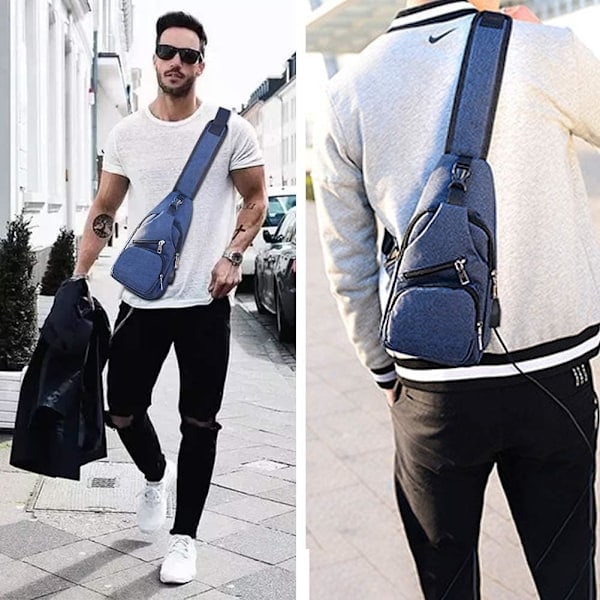 Paris_Rintareppu, rintalaukku USB-latausportilla, miehille ja naisille kevyt crossbody-laukku retkeilyyn, pyöräilyyn, matkustamiseen