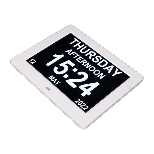 8 tommer digitalt vækkeur fotoramme 800x600 stor skrifttype Justerbar lysstyrke LCD-kalender Smart fotoramme Hvid 100?240V EU-stik