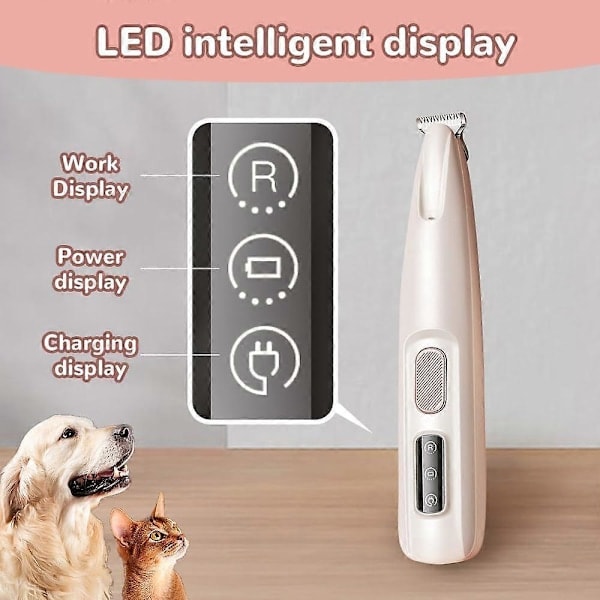 Pet Micro Precision Trimmer, 2024 Ny Multifunktionell Djurhårstrimmer Vattentät Laddningsbar Djurtrimmer med LED-Ljus, Djurklo Trimmer för Tassar（PA）