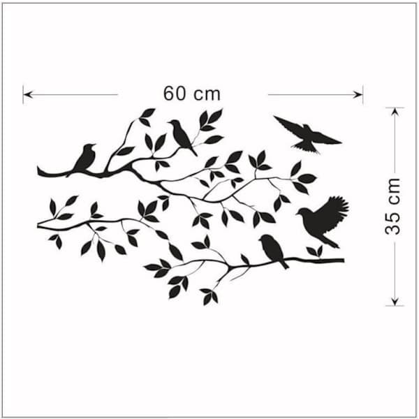Mustat Kukat Puut Linnut Seinätarrat Kotiin