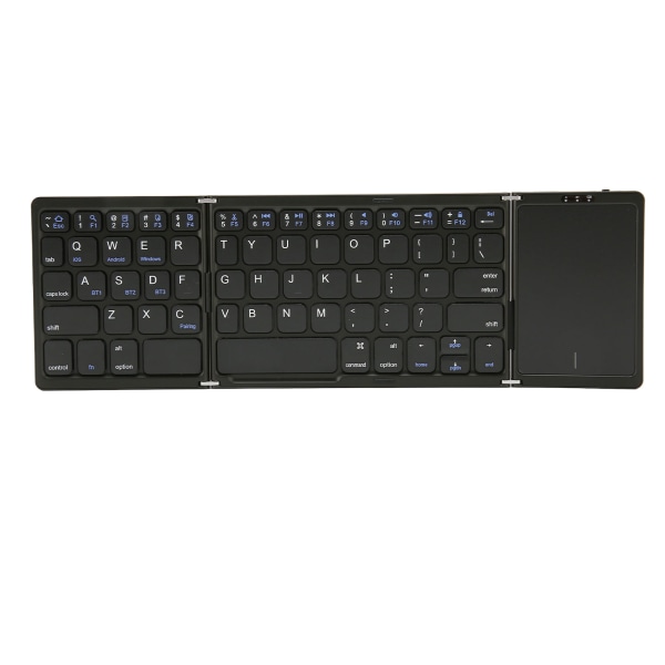 Sammenleggbart tastatur B089T 3 sammenbrettet berøringsfelt Funksjon 64 taster Bærbar Type C Lading Magnetisk lukking Datatastatur Svart