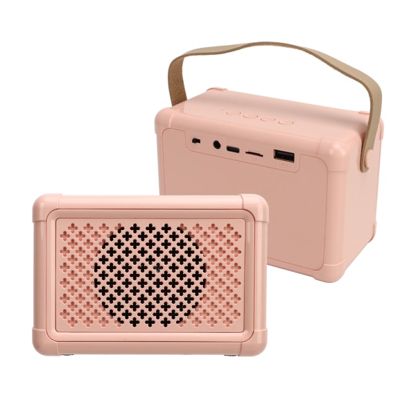 Minikaraokelaite kahdella langattomalla mikrofonilla kannettava Bluetooth kaiutin set kotibileisiin hääretkeilyyn Pink