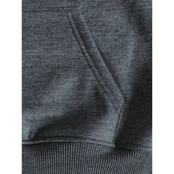 Solid Kænguru Lomme Hoodie, Casual Langærmet Hoodie Til Efterår & Vinter, Damebeklædning Sort XL