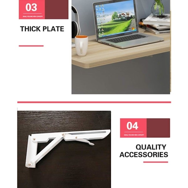Vægmonteret Klapbord Høstblade Bord, Klapbart Træbord, Væg (Hvid)