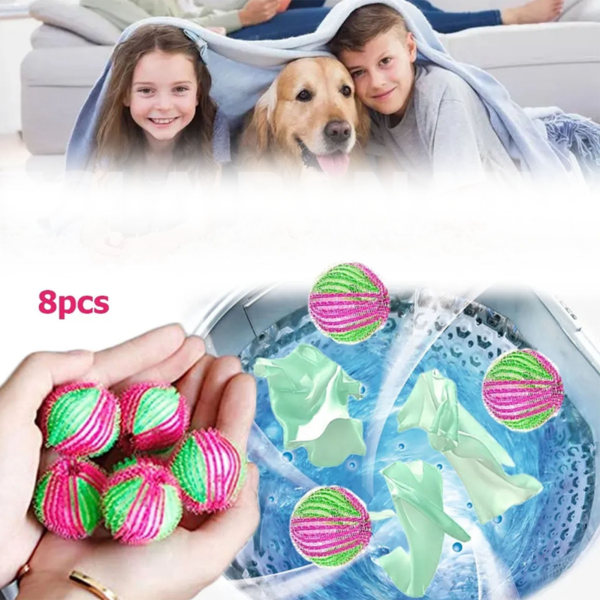 8 kpl lemmikkieläinten karvanpoistopalloja , nylon pyöreitä tehokkaita pyykin nukanpoistopalloja kotitalouksien pyykkiin