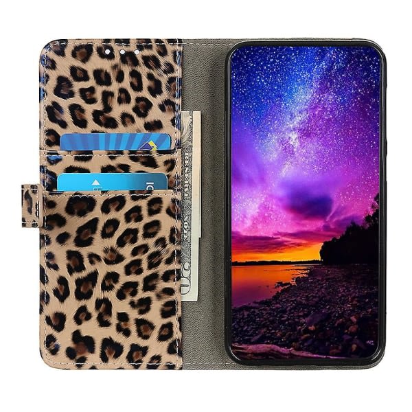 För Samsung Galaxy M14 5g Leopard Print Läderplånbok Phone case Vikbart Stativ Telefon Cover