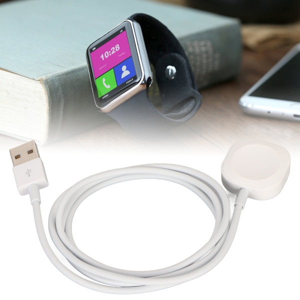 Uroplader til Apple Watch Series 8 7 6 5 4 3 2 1 SE Bærbar USB Magnetisk Trådløs Ur Opladerledning til Hjemmerejsekontor Hvid