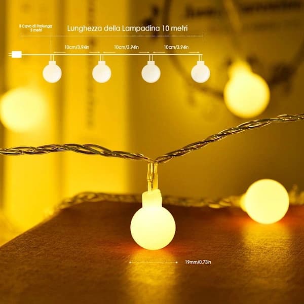 Twinkle Effekt, Batteridrevne Globe Lyslenker, Vanntett Design, Varmhvit LED