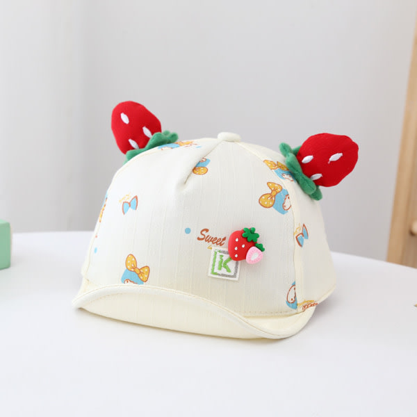 Nya söta hattar for barn, hattar med jordgubbsmanschetttryck for små flickor
