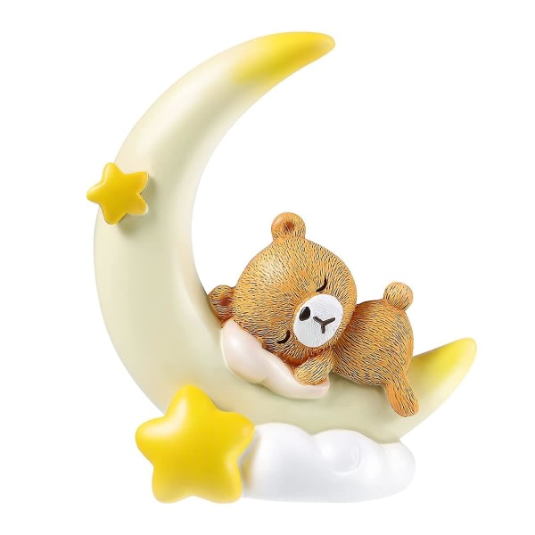 Björn og månfigur Baby Moon Cake Topper Födelsedagstårta