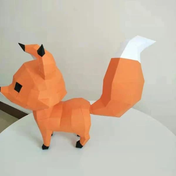 Söta Räv Djur Pappersmodeller 3D Pussel DIY Konst Papper