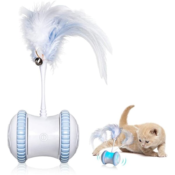 USB laddning Pet Cat Feather Smart Rolig kattleksak rosa 20*8,5*6,2cm blue