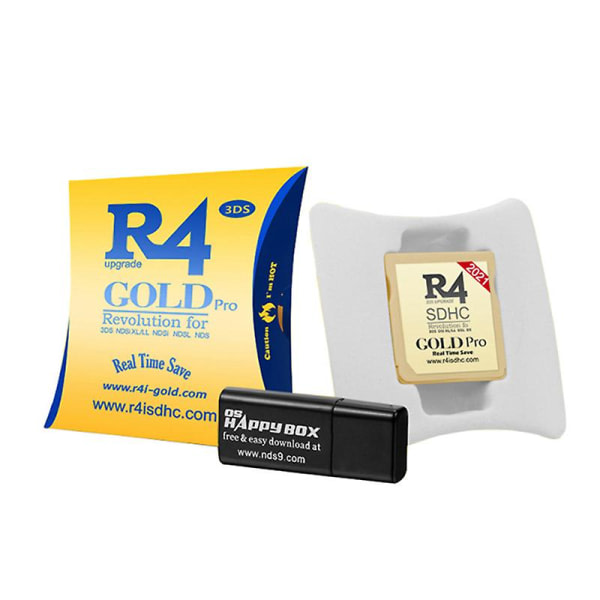 2021 R4 Gold Pro Sdhc for Ds/3ds/2ds/ Revolution Cartridge med USB-adapter Gold 1 stk