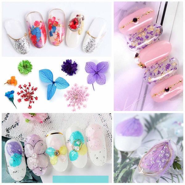 Torkade blommor för Resin Nail Art 3D, torkade blommor för naglar 2—PA