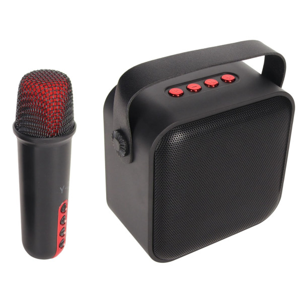 Mini Karaoke Maskinsett Bærbar Bluetooth-høyttaler med 1 trådløs mikrofon for Home Party KTV Black