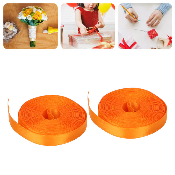 10 mm gaveinnpakningsbånd Vanntett dekorativt bånd DIY Polyester innpakningsbånd 5yard X 2stk oransje