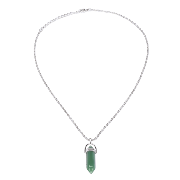 Hexagonal Healing Crystal Hänge Halsband med kedja Natursten Smycken för män Kvinnor Grön Aventurin
