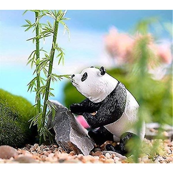 8 stykker Miniatyrträdgårdsprydnad Djur Söt Panda Mini Fairy Figur Ornament Dekorativt hjerter Gör-det-självtillbehör Kit