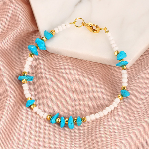Moderigtige kvinder smykker hvide perler uregelmæssig sten elastiske fodlænker ankel armbånd