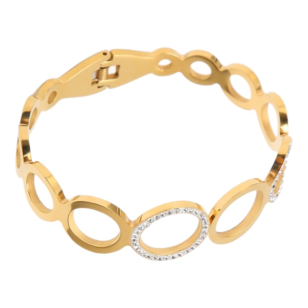 Oval kedja armband Elegant gyllene rund kant öppen spänne gångjärn kvinnor ihåliga armband