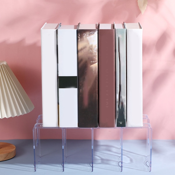 Akryl Organizer Modern Minimalism Stil Utrymmesbesparande Klar akryl Skrivbordsbokhylla för hem inomhus