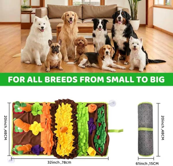 Snusemåtte til hunde, ekstra stor 78x48cm, vaskbar slow feeder snusemåtte med sugekopper, interaktivt berigelseslegetøj