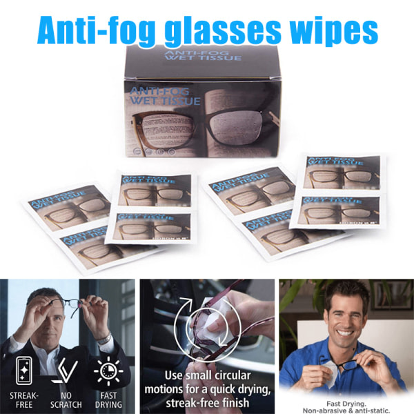 50 st/pakning Clear View Anti-Imma Rengöringsservetter for våta vävnader Perfekt for engangsglasögon
