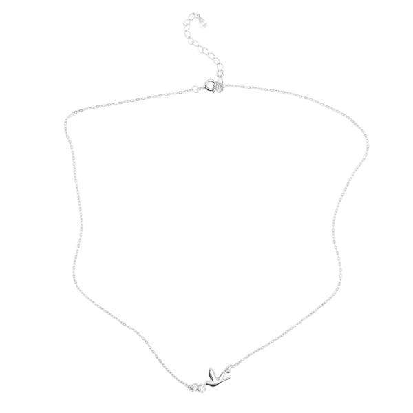 Silverhängande halsband Vackert elegant justerbart söt duvafågelhängande halsband för kvinnor Platina