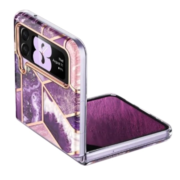 Phone case Tunt Lätt Mobiltelefon Cover för Samsung Galaxy Z Flip 3 Rose Gold Galvanisering Lila