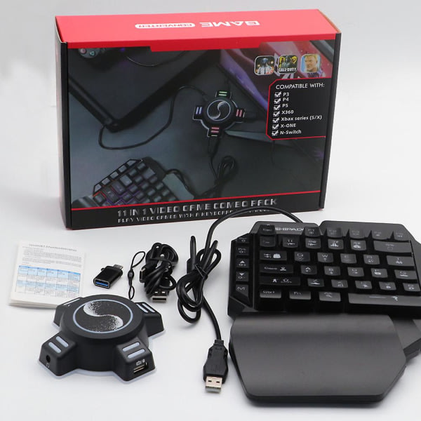 Bärbar spelkonsol Spelkonsoldel Tangentbordskontroll Tangentbord Musadapter Adapter Spelkonsol Black 10.2X10.2X3CM