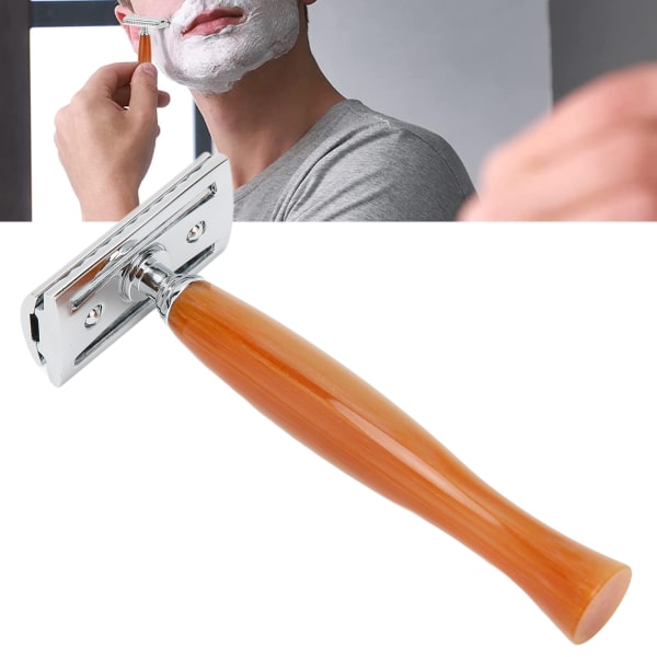 Langt håndtag dobbeltkantet barberkniv Zinklegering harpiks Manuel sikkerhedsbarberkniv Barbermaskine til mænd uden klinge