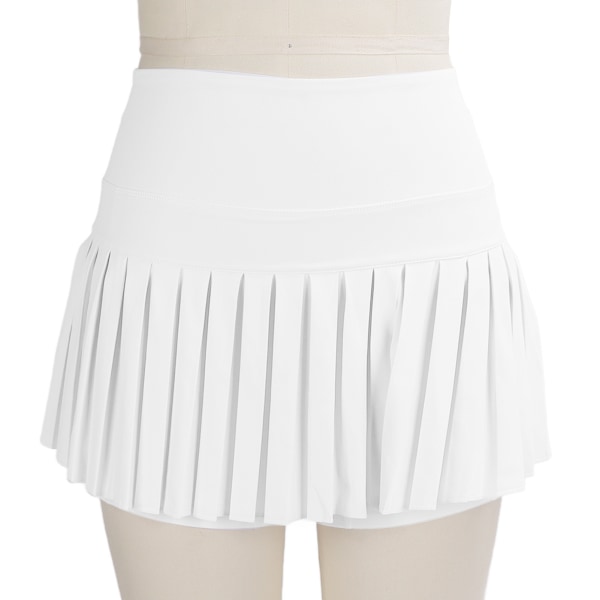 Sommer plisseret nederdel Blød åndbar hvid tennisshorts nederdel med lommer til piger, kvinder Fitness M