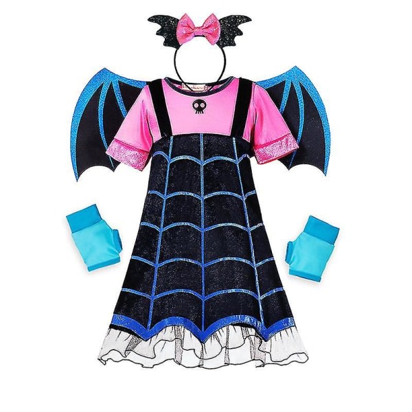 * Halloween-asu Maleficent Tutu Klänning För tjejer Cosplay Evil Queen Black Mesh Prinsessa Mekko Lasten Varis Wand Maleficent vampyyri 2 6*7T Tag L